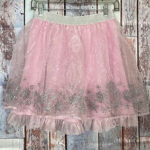 Kids‎ Pink Sparkle Snowflake Tulle Skirt Frozen Inspired Costume Dress Up